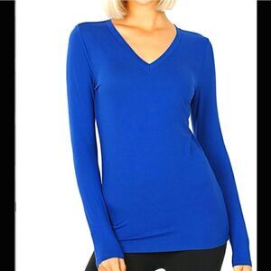 NWT Zenana Signature Royal Blue Long Sleeve Tee 1X